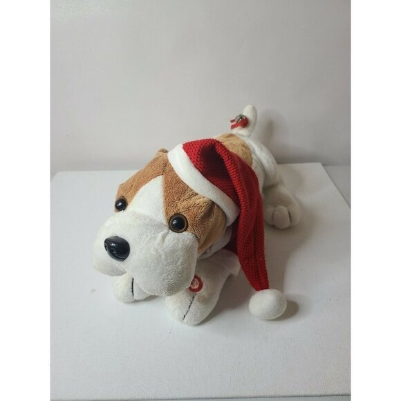 VINTAGE Atico Singing Christmas Santa Bulldog Plush Toy Musical Holiday Decor - Picture 1 of 7